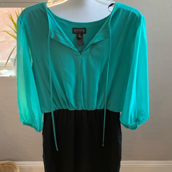 Enfocus Studio wedding guest dress large teal - Picture 4 of 6